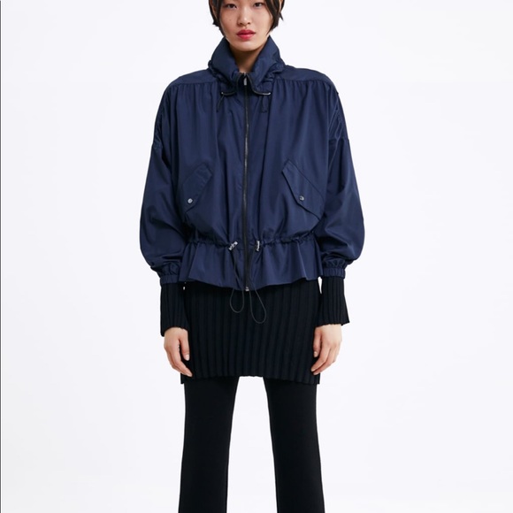 Zara wrap collar jacket navy - Picture 1 of 6